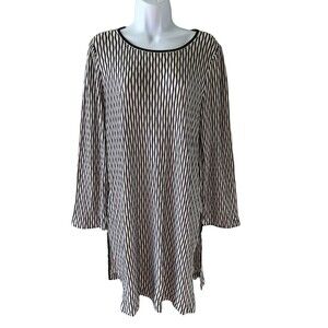 MISOOK TOP SHIRT BLOUSE Sweater Tunic Black White Knit Size Medium